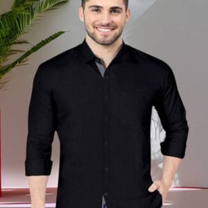 Men Regular Fit Solid Spread Collar Formal Shirt