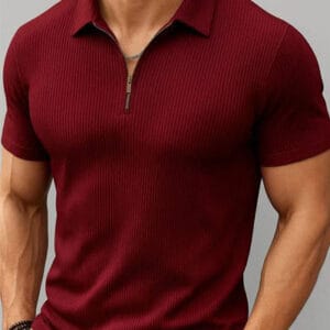 Stylish Men Solid Polo Neck Cotton Blend T-Shirt